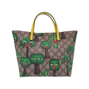 Gucci Tote Green Smiling Tan Plant Bag